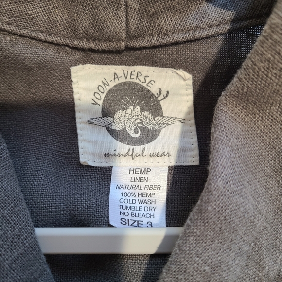 Yoon-A-Verse Mindful Wear Hemp Linen Shirt Jacket Shacket Size 3 Large Lagenlook - Picture 9 of 14